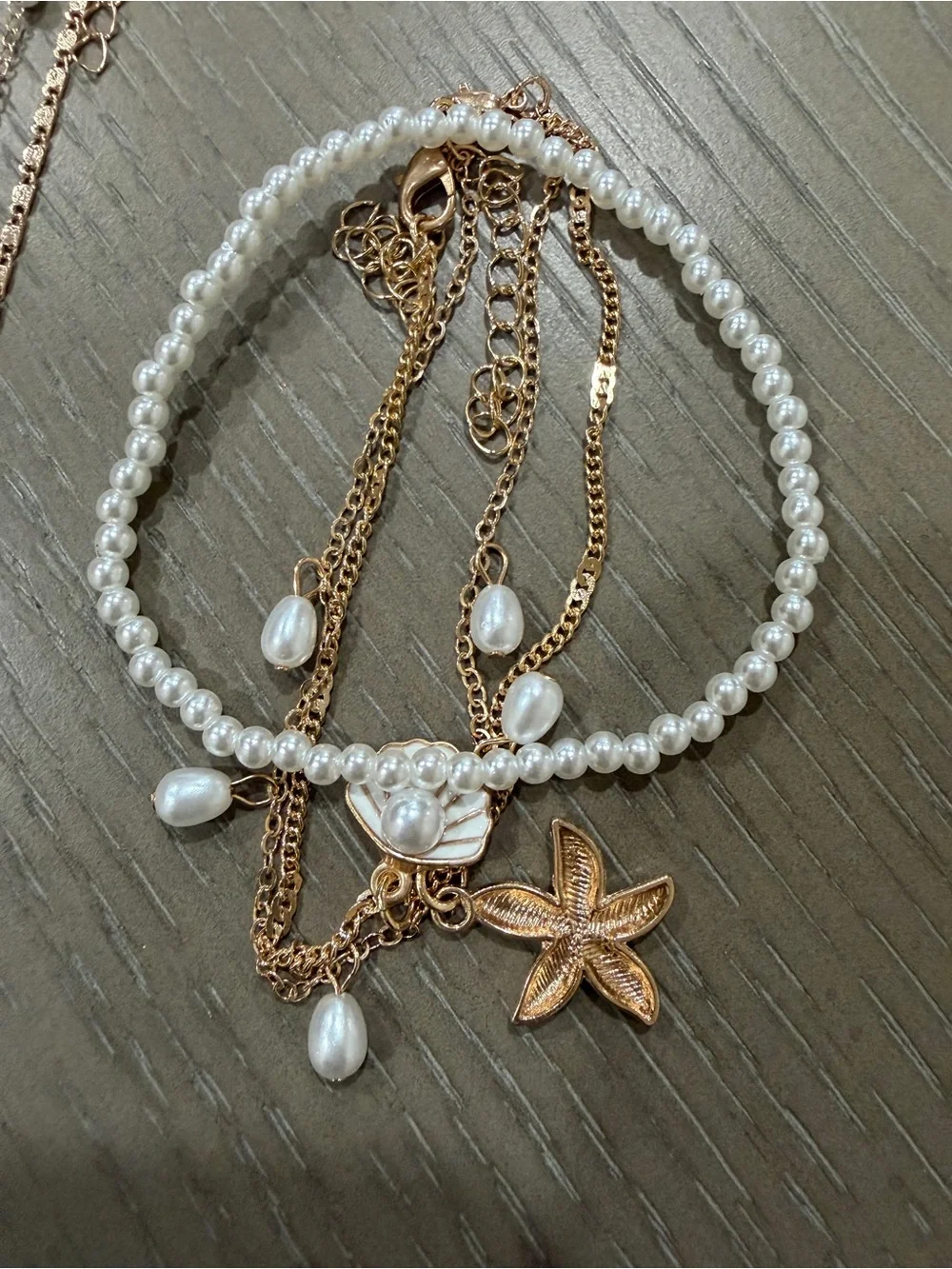 3-Piece Gold Pearl Starfish & Seashell Anklet Set – Beach Vacation Jewelry